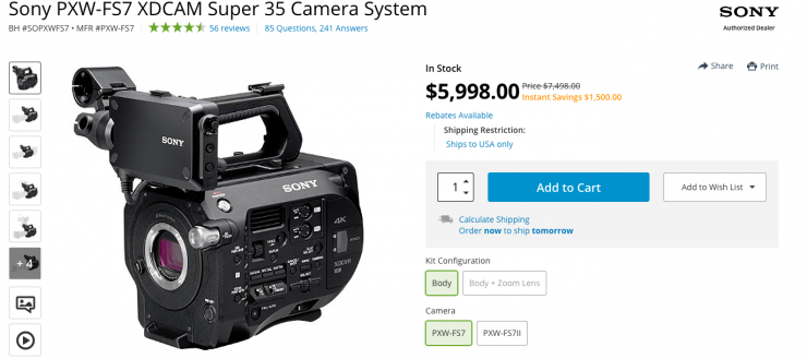 Sony FS7 Price Drop