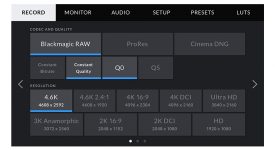 blackmagic ursa mini pro record