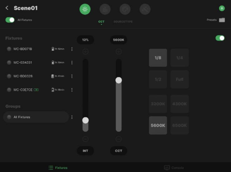 White Light Mode CCT Menu