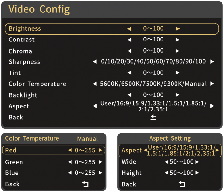 LEYE Video Settings