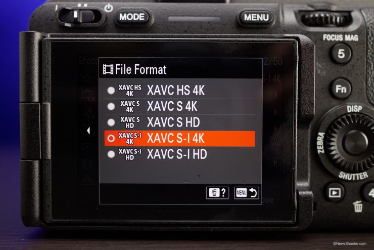 Sony FX3 Menu File Format