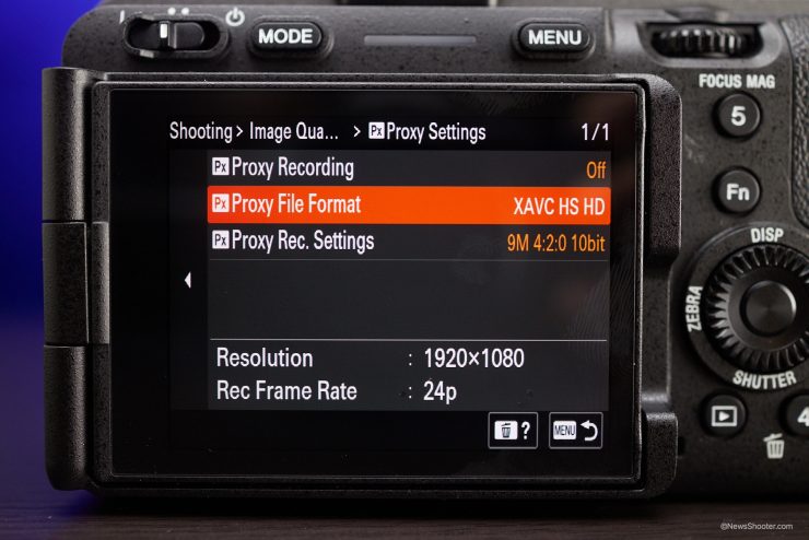 Sony FX3 Menu Proxy