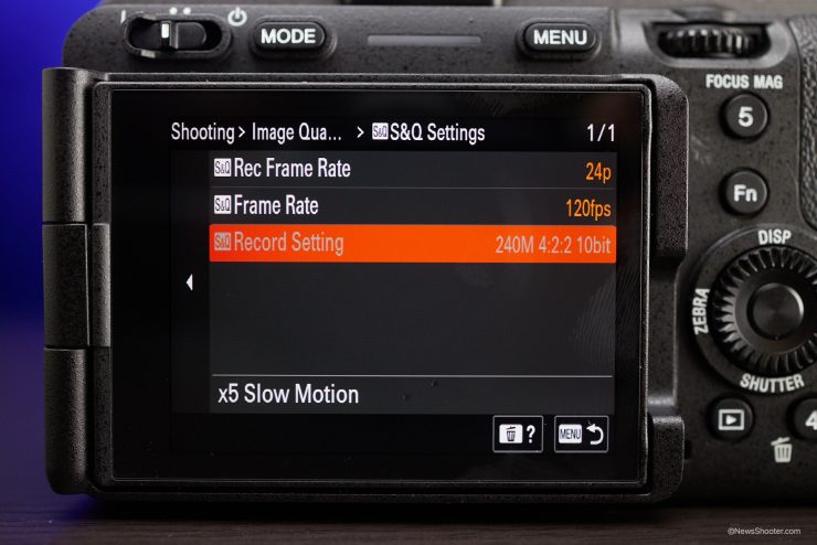 Sony FX3 Menu S Q