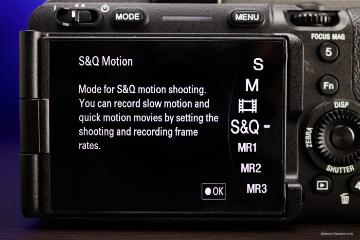 Sony FX3 Menu S Q Option