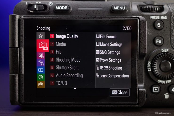 Sony FX3 Menu Shooting 1