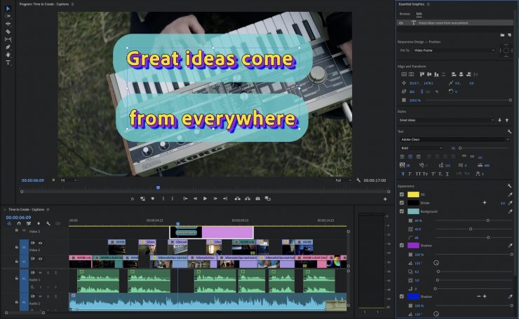 Premiere Pro Improved Titling and Caption Tools