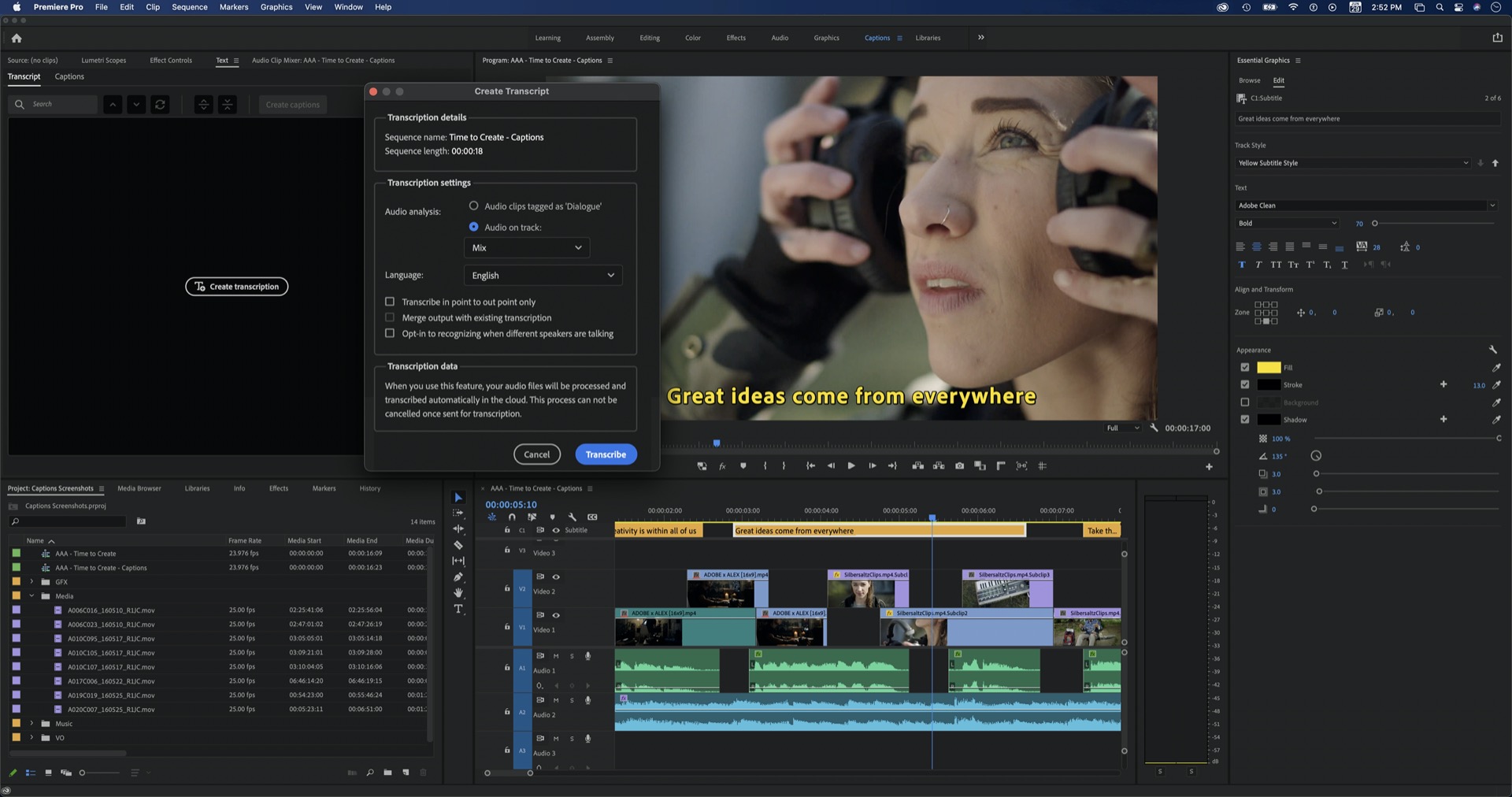 Adobe Premiere Pro gets Speech to Text feature and native M1 support - Image