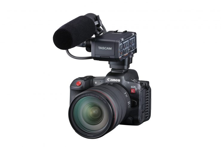 Canon R5 C and Tascam XLR Adapter