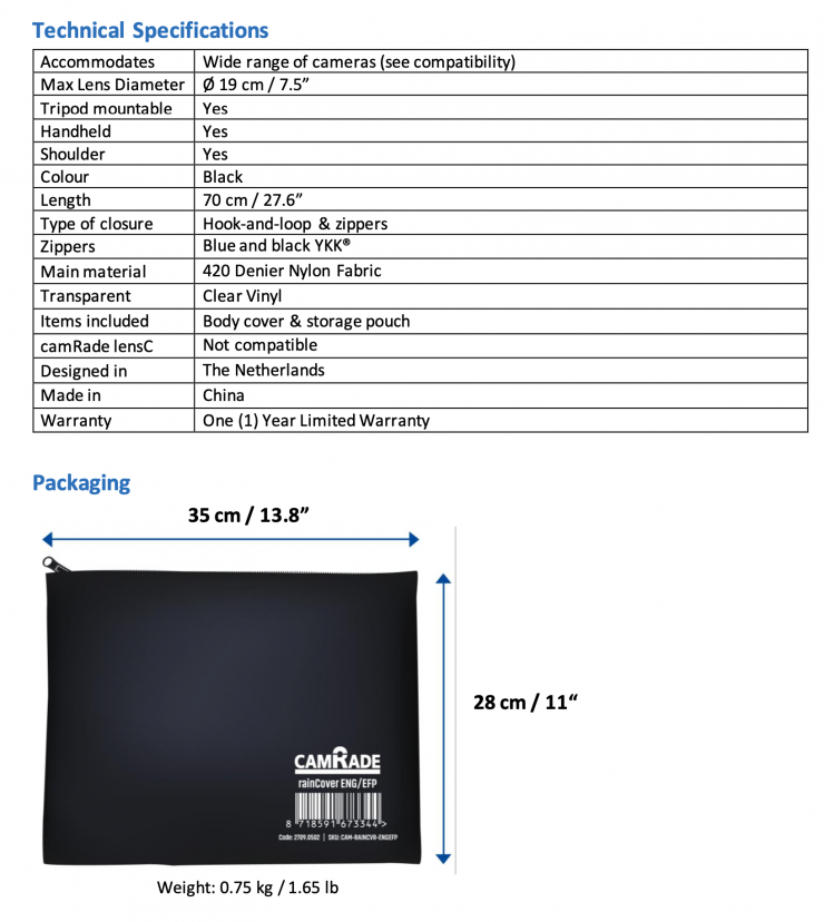 camRade rainCover ENG/EFP - camRade