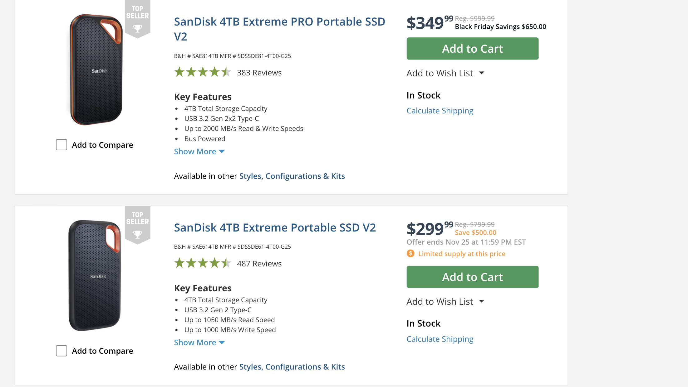 SanDisk 4TB Extreme Portable SSD V2 (Black)