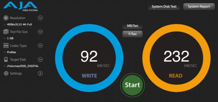 SD Card speed test V90