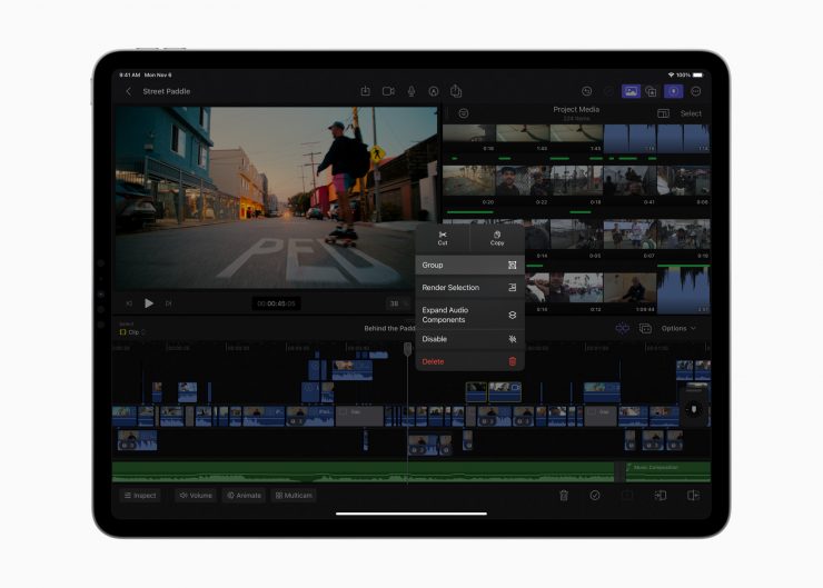 Klipy podłączone do Apple Final Cut Pro