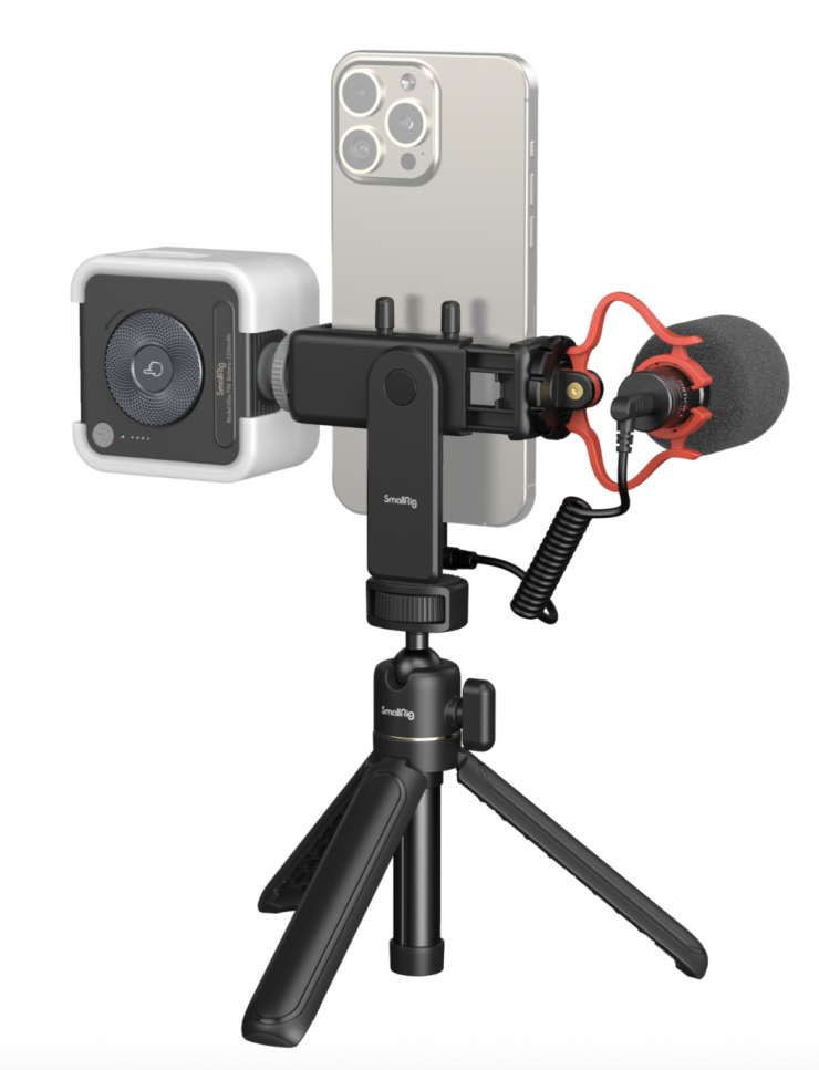 Kit Vlog Smartphone En L Avec Poignée Bois Et Pince Extensible - Stabilisateur Portable, Ergonomique
