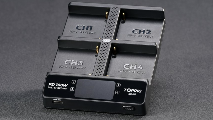 Caricabatterie Accsoon Toprig BC-01 – 4 Slot Per NP-F, Display LCD, PD 100W, Rilevamento Batteria