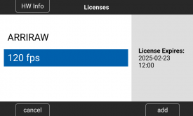 Menu License Screen Temp