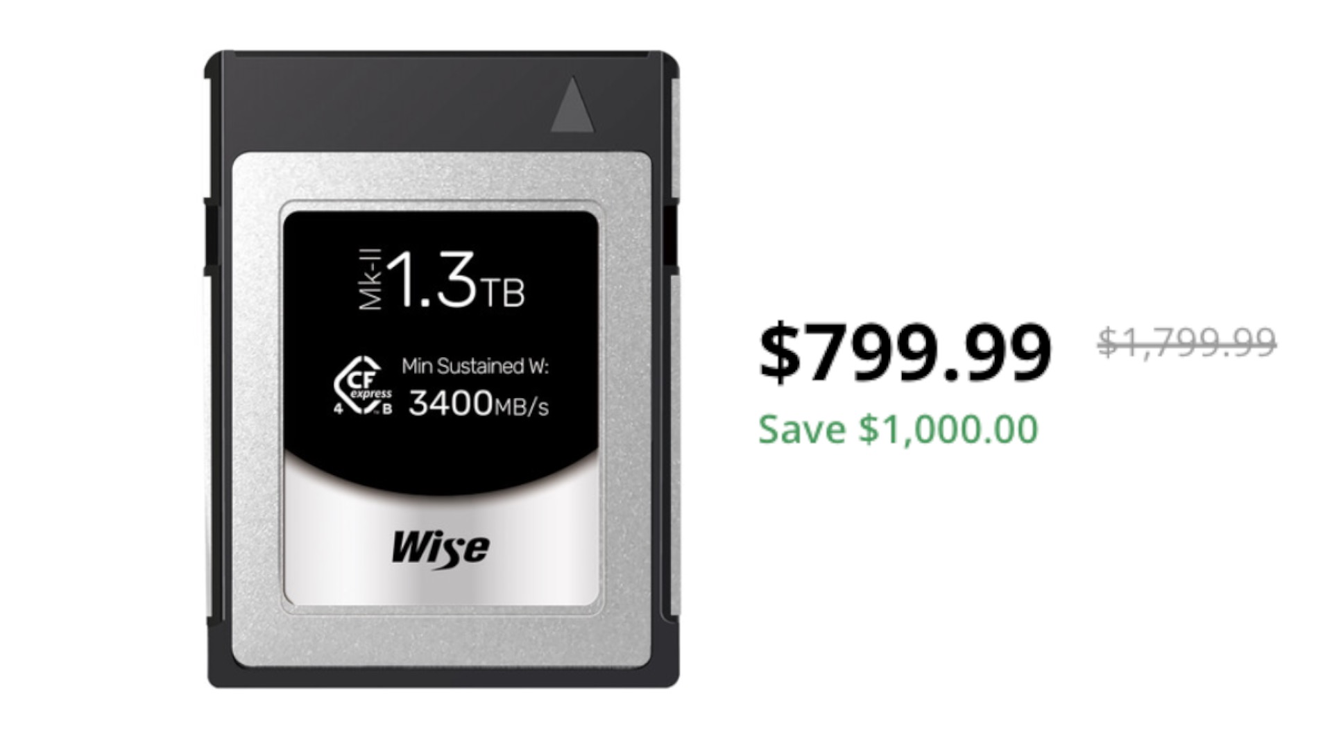 Save ,000 USD on the Wise Advanced 1.3TB CFexpress 4.0 Type B PRO Mark II Memory Card
