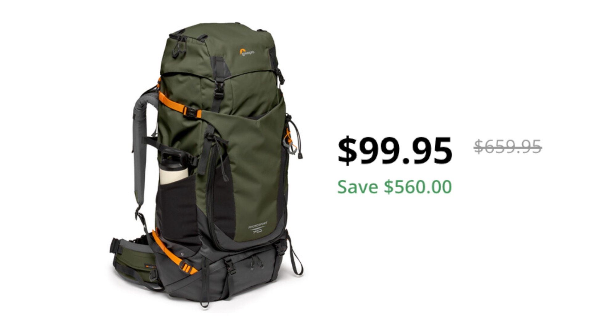 Save 0 USD on the Lowepro PhotoSport PRO BP AW IV (Green, 55L) & 0 USD on the Lowepro PhotoSport PRO BP AW IV (Green, 55L)
