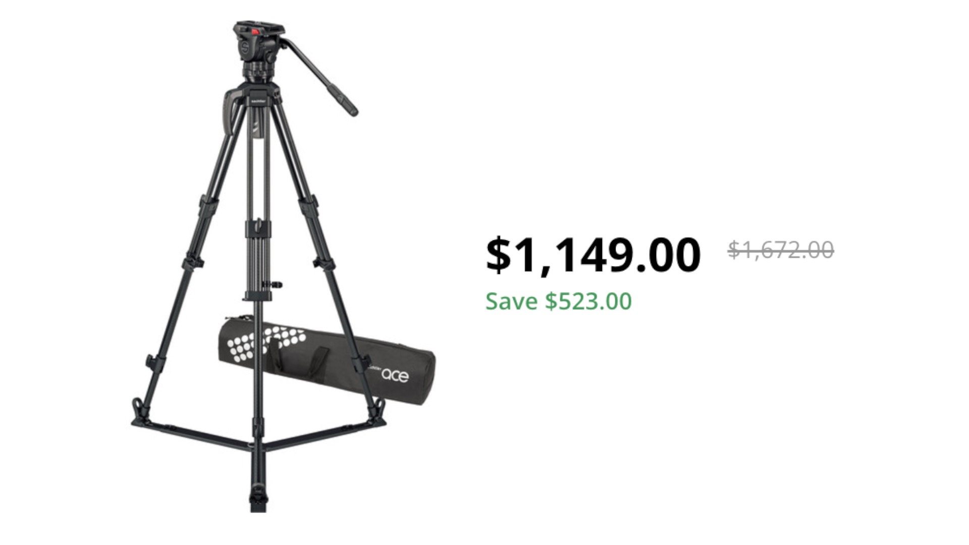 Sachtler 75/2 Mark II Carbon Fiber Tripod System with Ace XL Head & Ground Spreader on sale for $1,149 USD