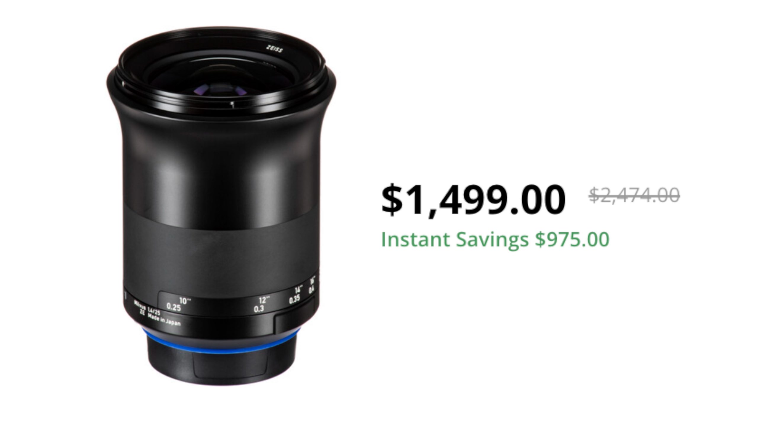 Save $950 USD on the ZEISS Milvus 25mm f/1.4 ZE Lens for Canon EF