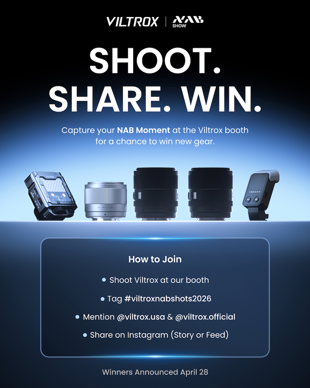 Viltrox NAB2026 Event ShootShareWin Poster - Newsshooter