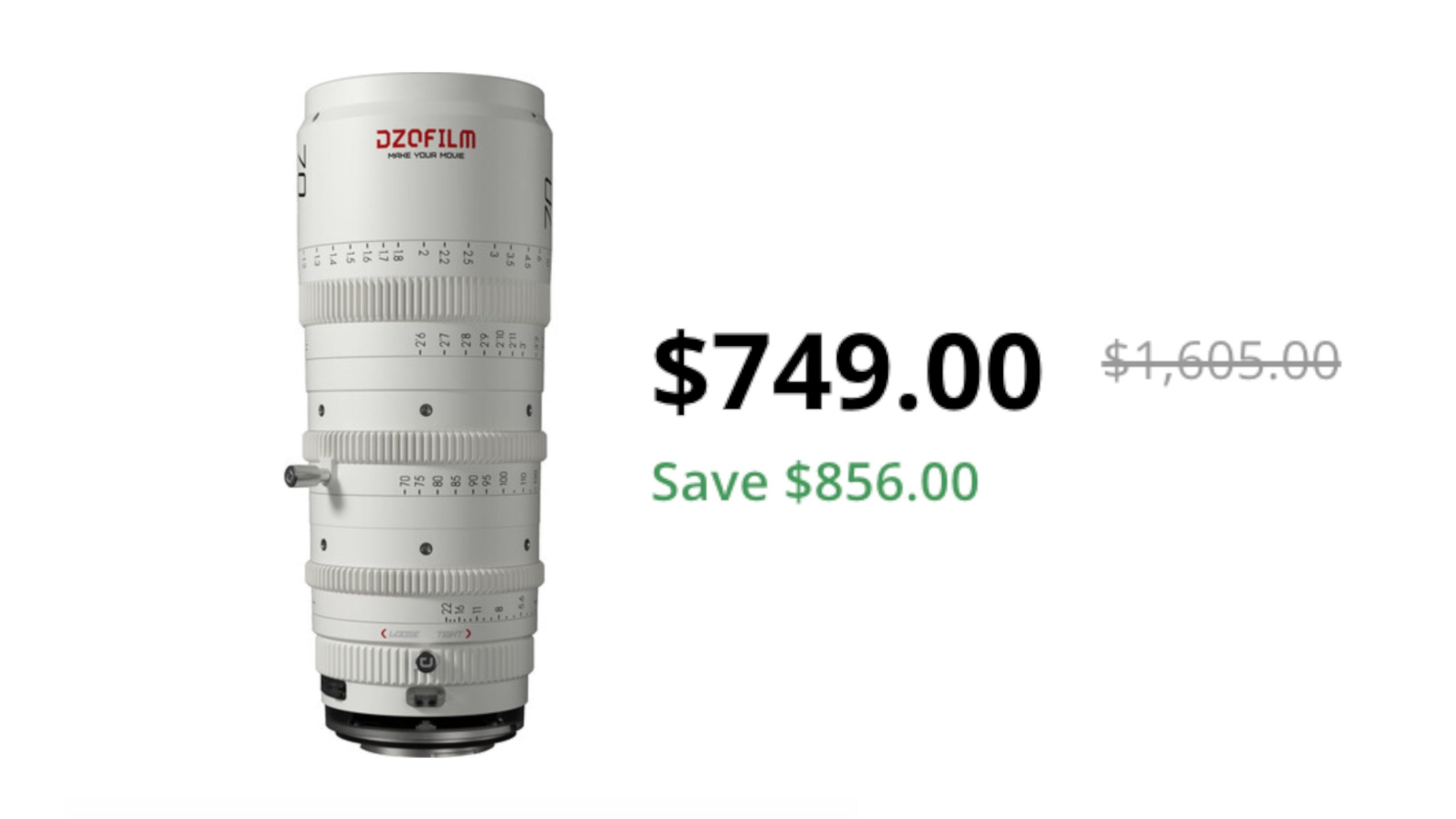 レンズ(ズーム) DZOFilm CATTA ZOOM 70-135mm E-mount DZOFilm Catta 70-135mm T2.9 E-Mount Cine Zoom Lens (White) on sale