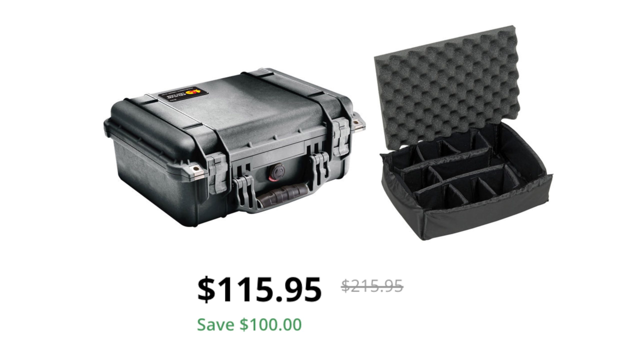 Pelican 1450 Case with Dividers (Black) on sale for $115.95 USD