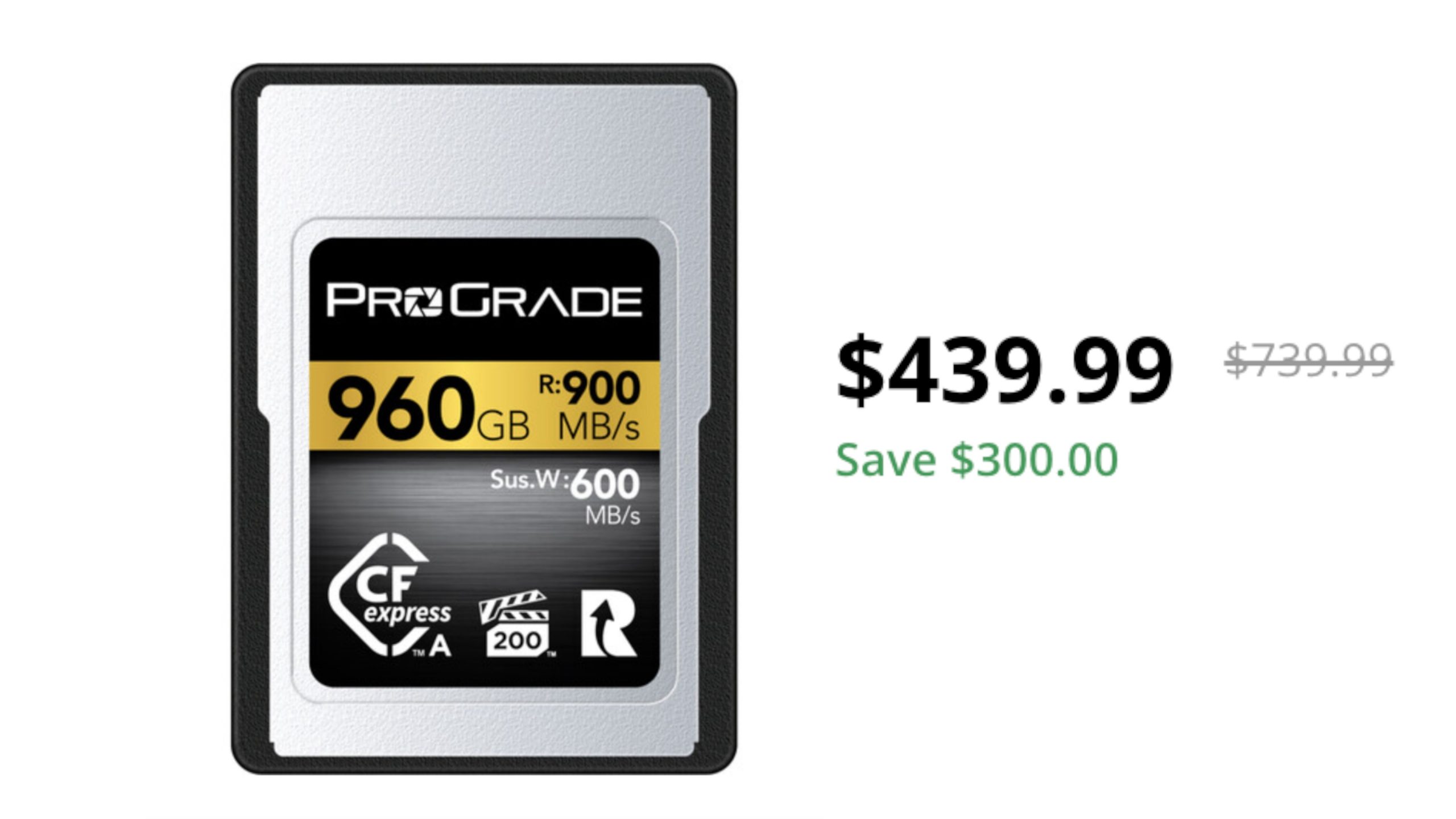 Save $300 USD on the ProGrade Digital 960GB CFexpress 2.0 Type A