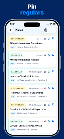 Customs Finder Screen Bookmarks