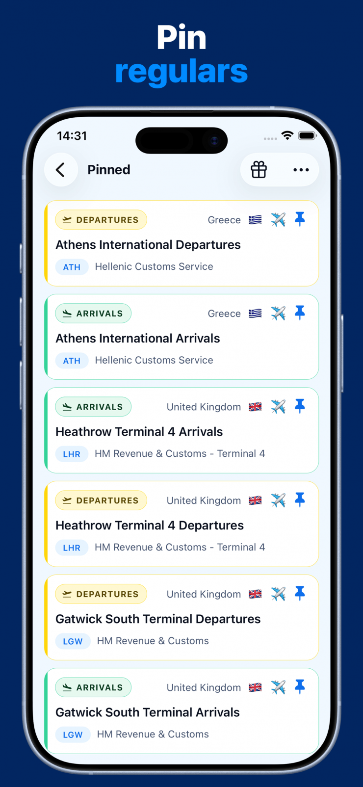 Customs Finder Screen Bookmarks