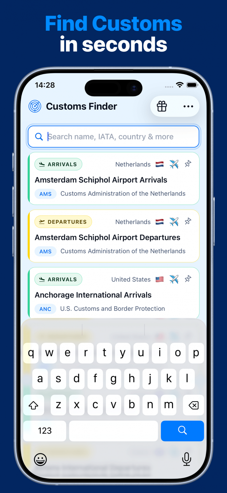 Customs Finder Screen Search