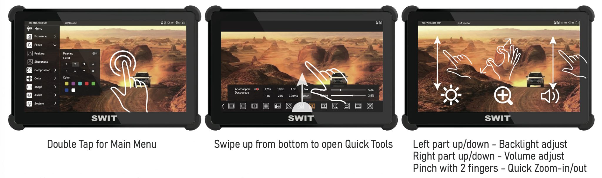 Меню SWIT K7 Сенсорное управление и меню монитора SWIT K7