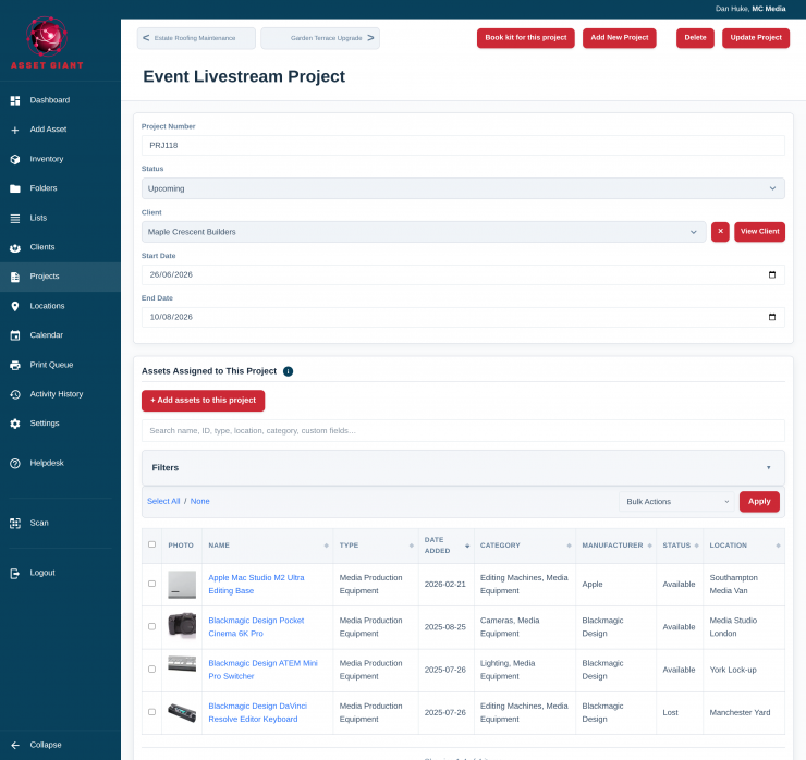 desktop project record